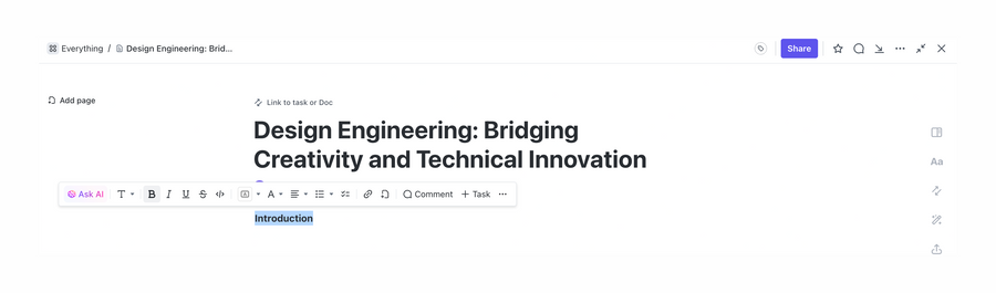 ClickUp
				rich text editor ui component