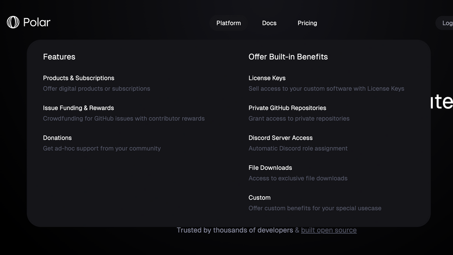 Polar
				flyout menu ui component