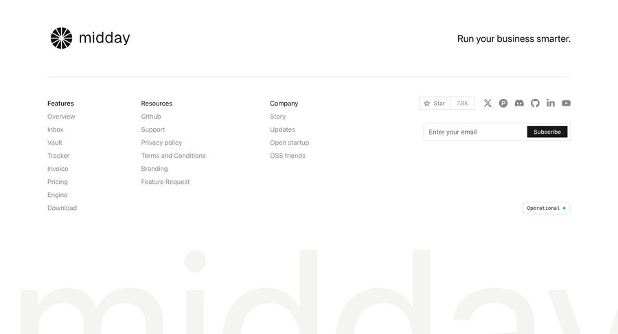 Midday
				footer ui component