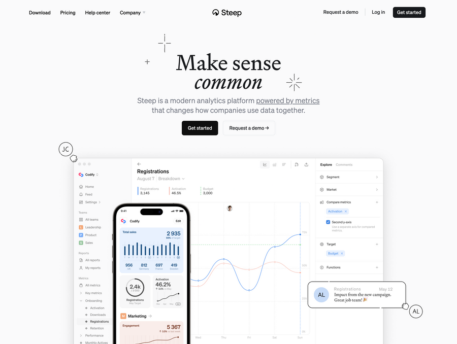 Steep
				hero section ui component