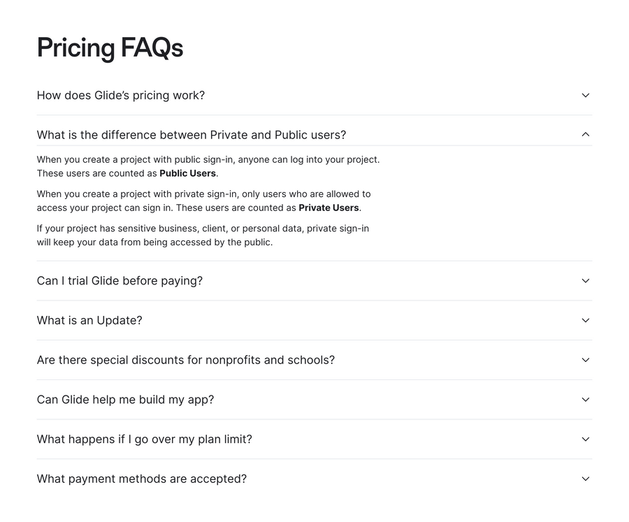 Glide
				faq ui component