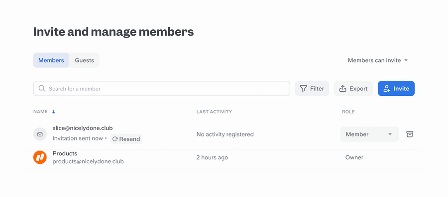 Slite
			search bar desktop user management table ui component