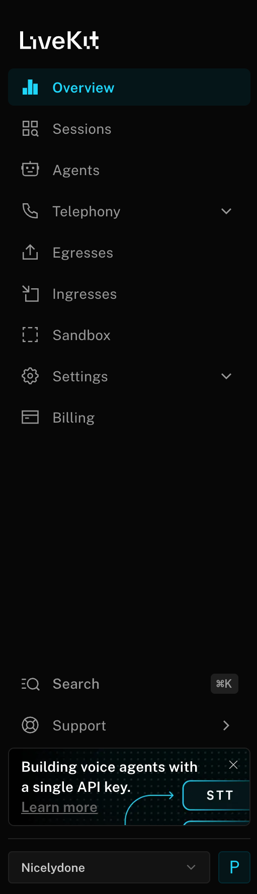 Livekit
				vertical navigation ui component