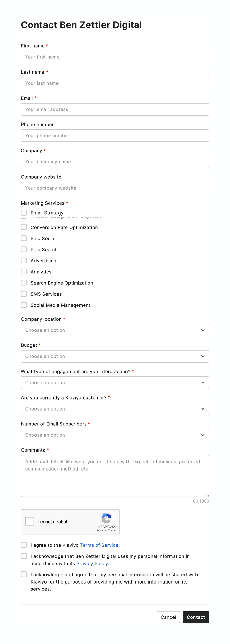 Klaviyo
				form element ui component