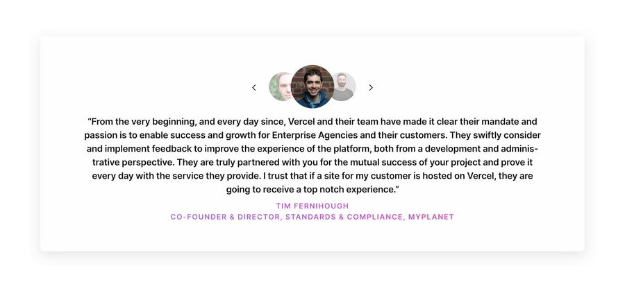 Vercel
				testimonial ui component