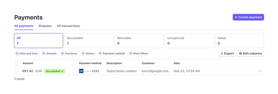 Stripe
				table ui component