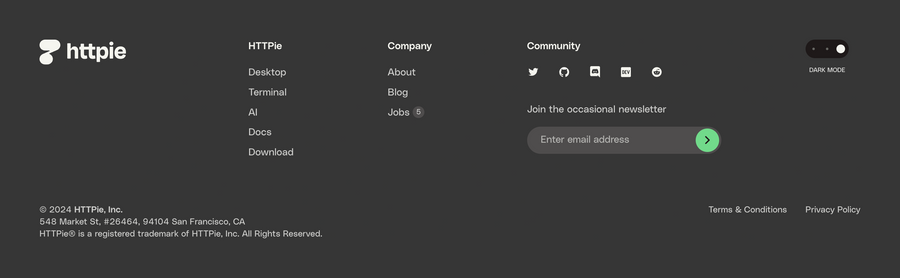 Httpie
				footer ui component