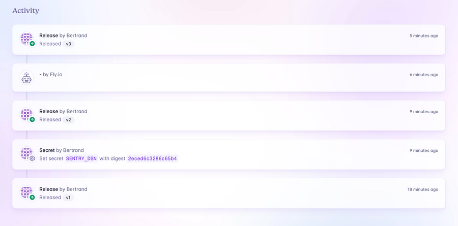 Fly
				timeline & history ui component