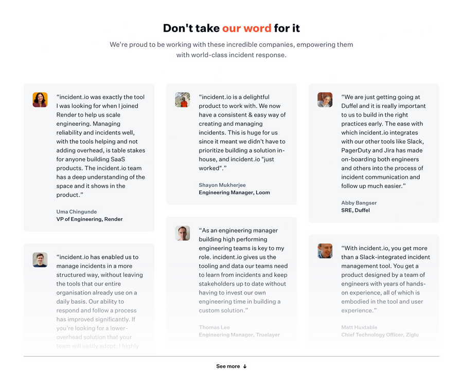 Incident
				testimonial ui component