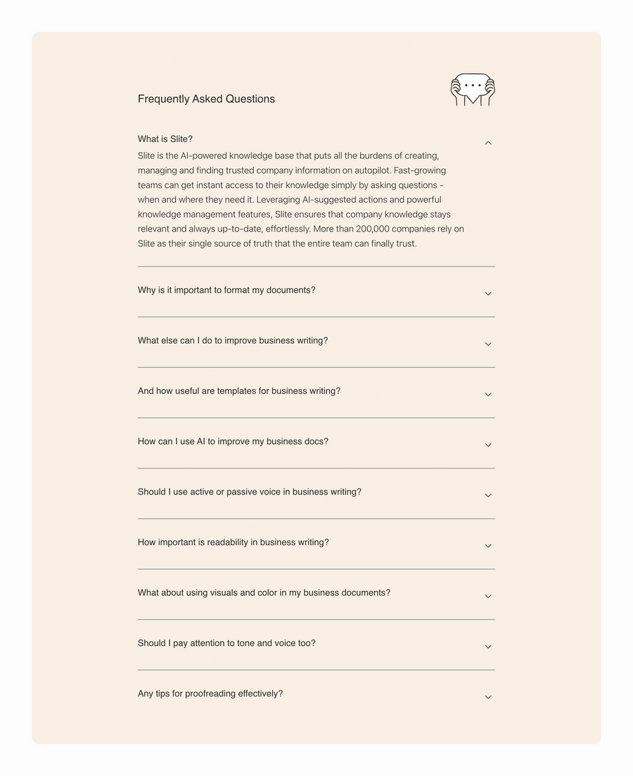Slite
				faq ui component