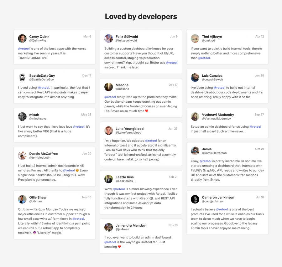 Retool
				testimonial ui component