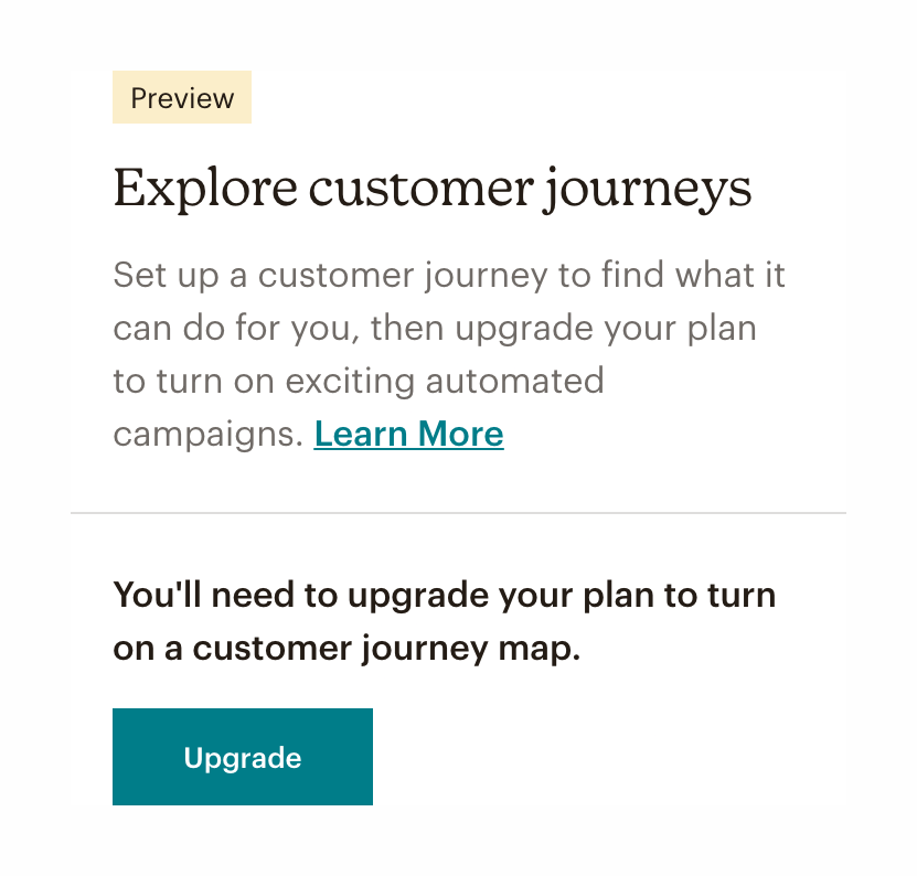 Mailchimp
				upgrade your plan ui component