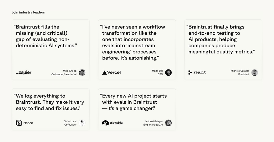 Braintrust
				testimonial ui component