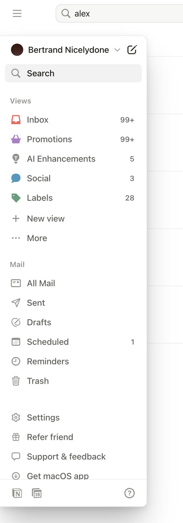 Notion Mail
				vertical navigation ui component