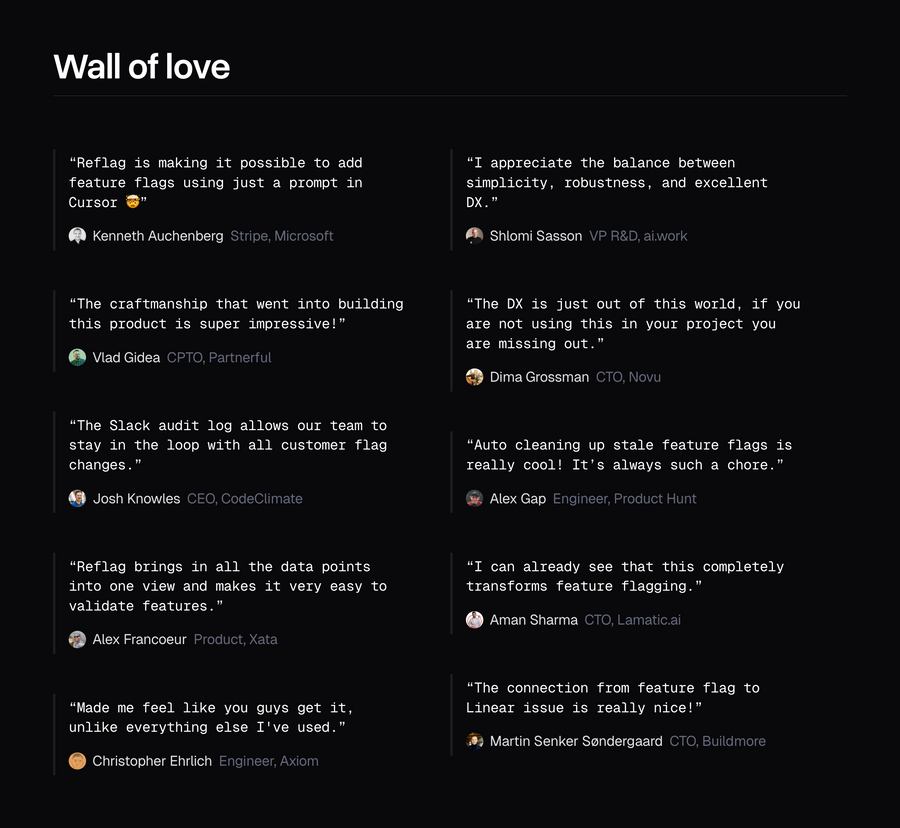 Reflag
				testimonial ui component