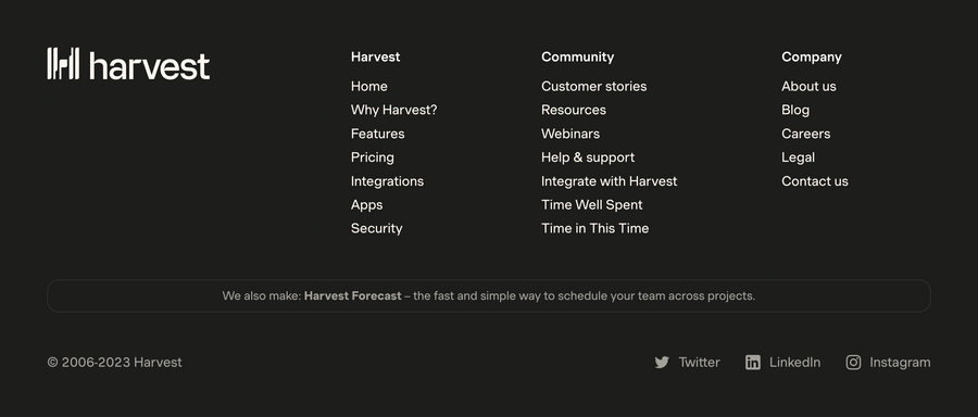 Harvest
				footer ui component