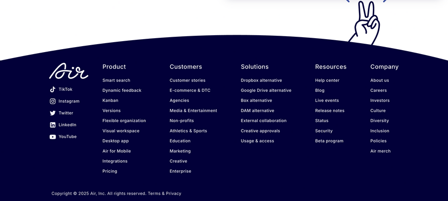 Air
				footer ui component