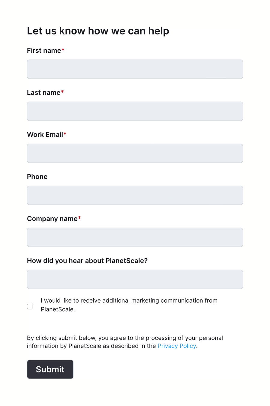 PlanetScale
				form element ui component