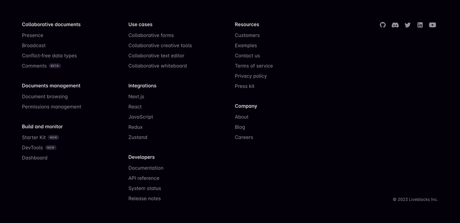 Liveblocks
				footer ui component