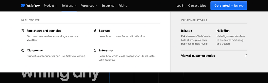 Webflow
				flyout menu ui component