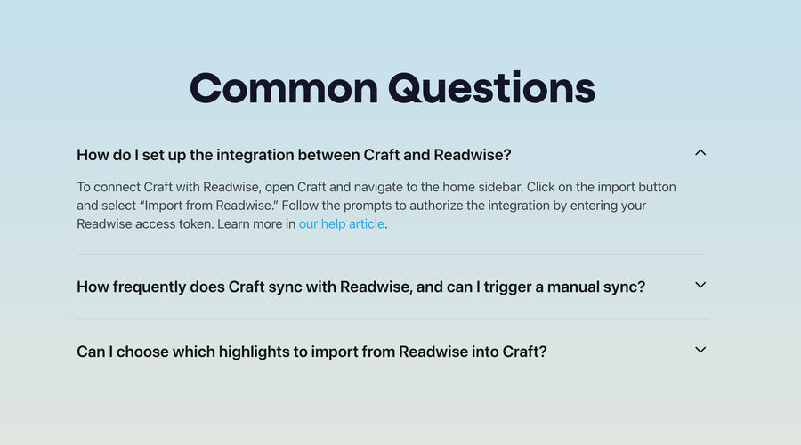 Craft
				faq ui component