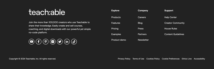Teachable
				footer ui component
