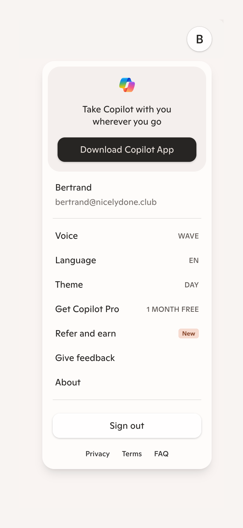 Copilot
				dropdown menu ui component