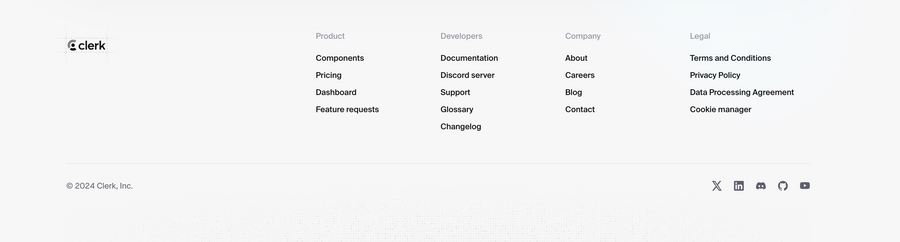 Clerk
				footer ui component