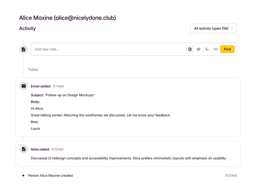 Outseta
				timeline & history ui component