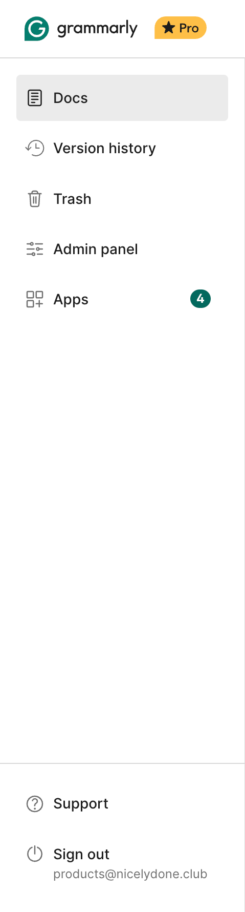 Grammarly
			sidebar version history ui component