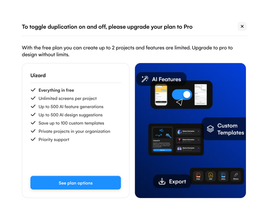Uizard
				toggle/switch ui component