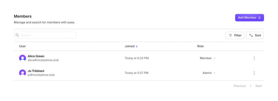 Clerk
				table ui component