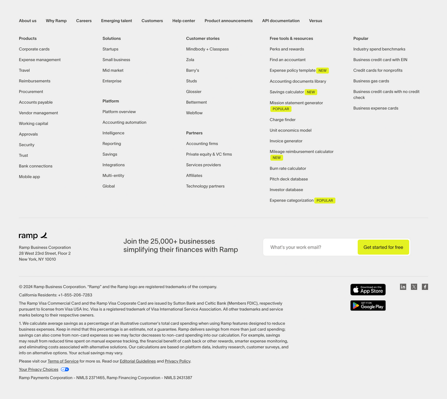 Ramp
				footer ui component