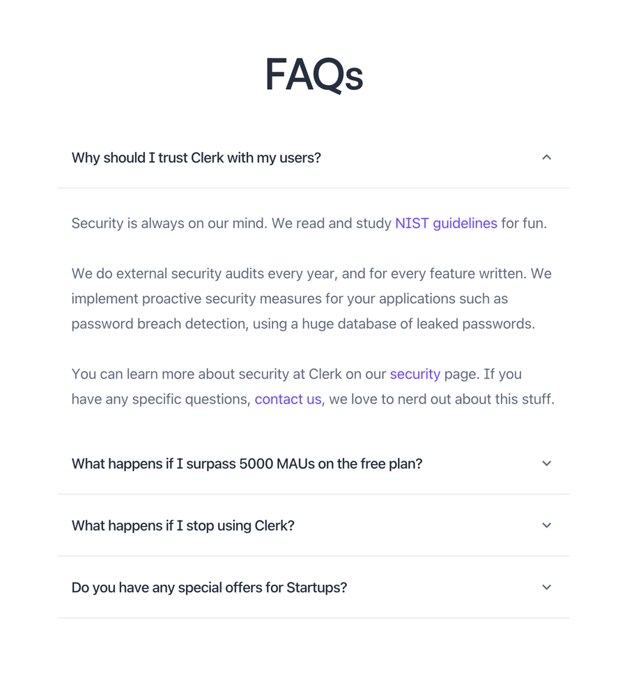 Clerk
				faq ui component