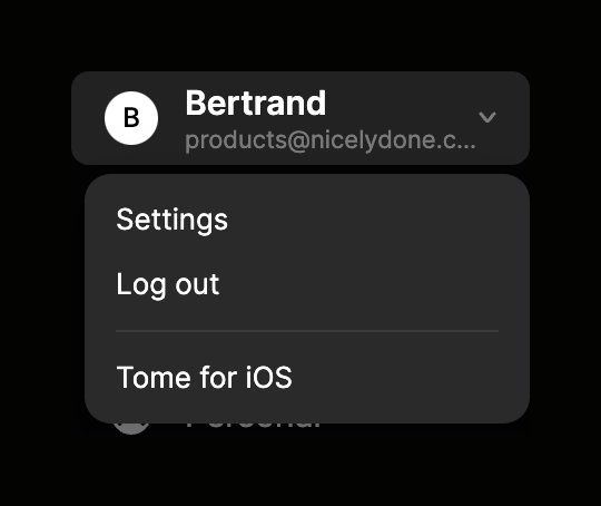 Tome
				dropdown menu ui component