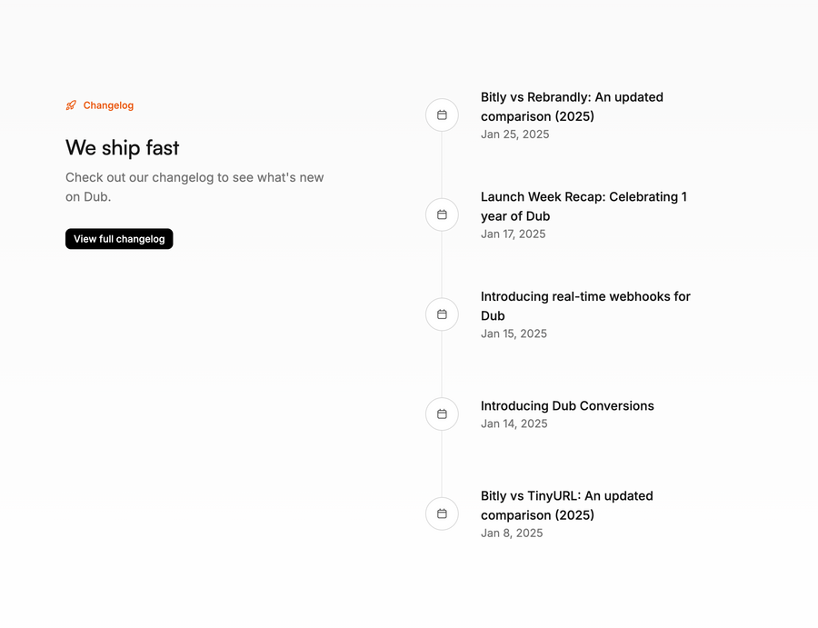 Dub
				timeline & history ui component