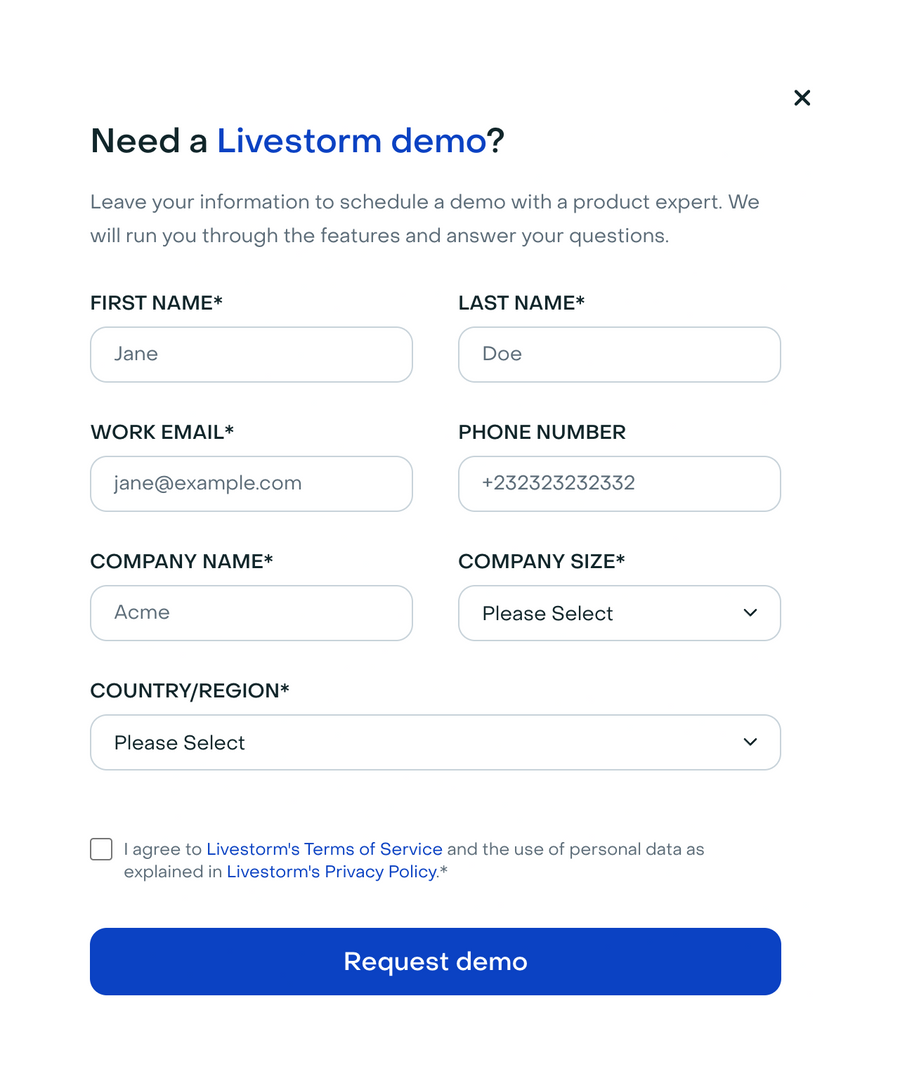 Livestorm
				form element ui component