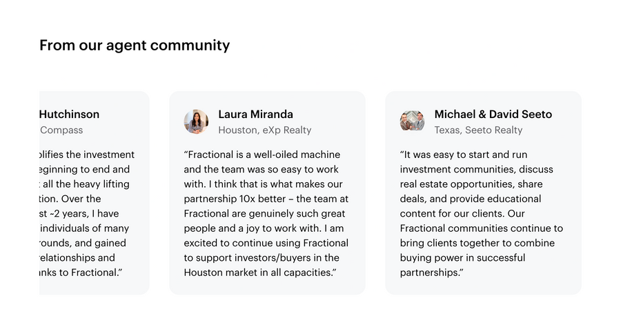 Fractional
				testimonial ui component