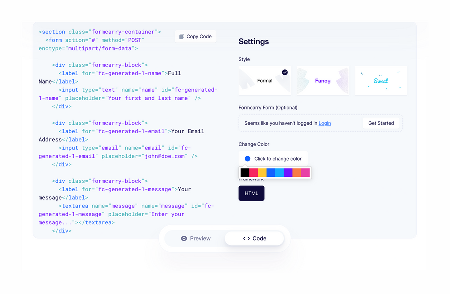 Formcarry
				code block ui component