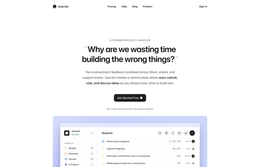 UserJot
				hero section ui component
