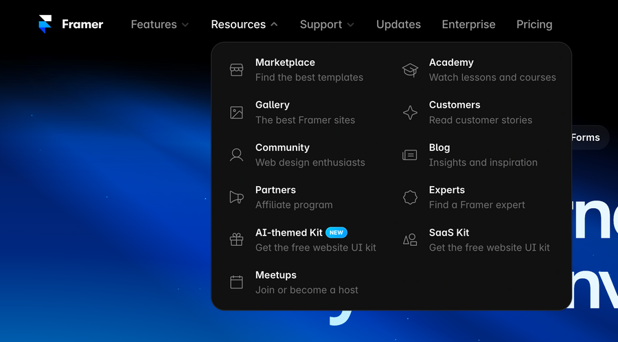 Framer
				flyout menu ui component