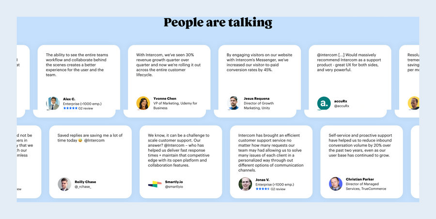 Intercom
				testimonial ui component