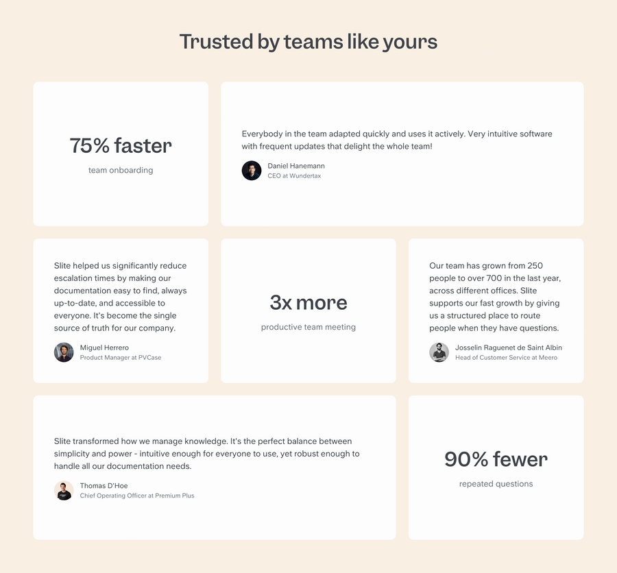Slite
			testimonials ui component