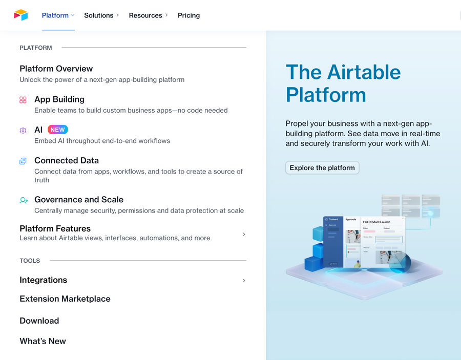 Airtable
				flyout menu ui component