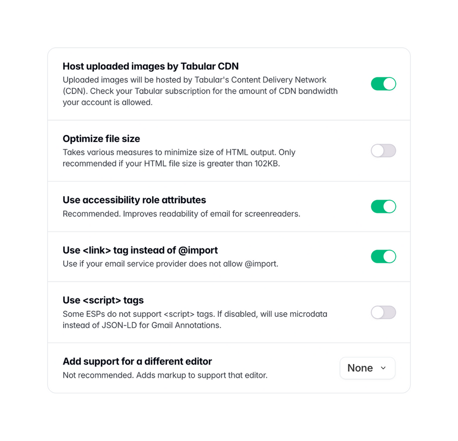 Tabular
				toggle/switch ui component