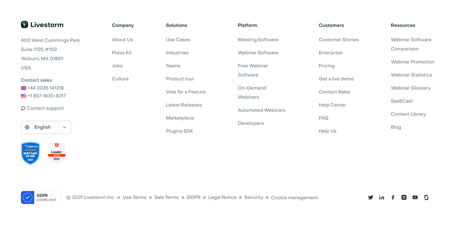 Livestorm
				footer ui component
