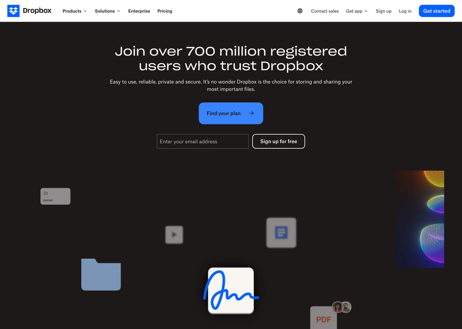 Dropbox
				hero section ui component