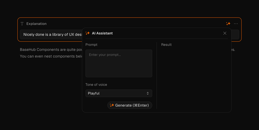 Basehub
				artificial intelligence ui component