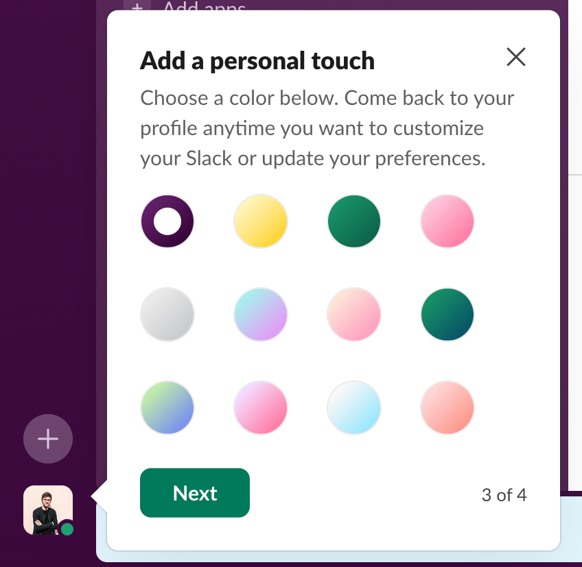 Slack
				theme settings ui component