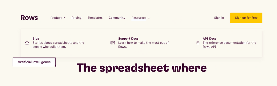 Rows
				flyout menu ui component